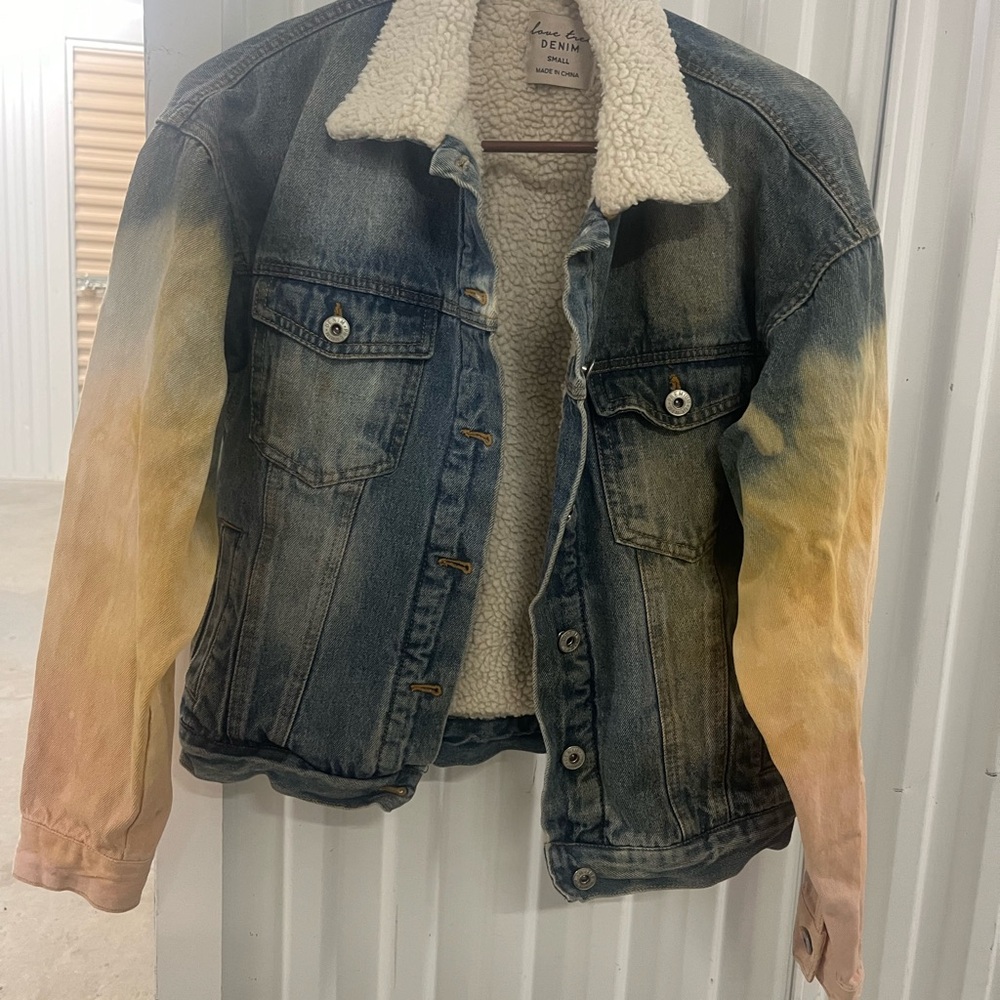 Love Tree hand dyed Sherpa-Lined Jean Jacket